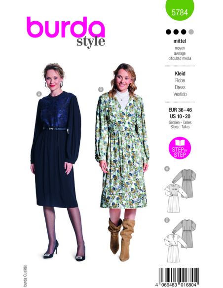 Patron Burda 5784 - Robe inspiration couture