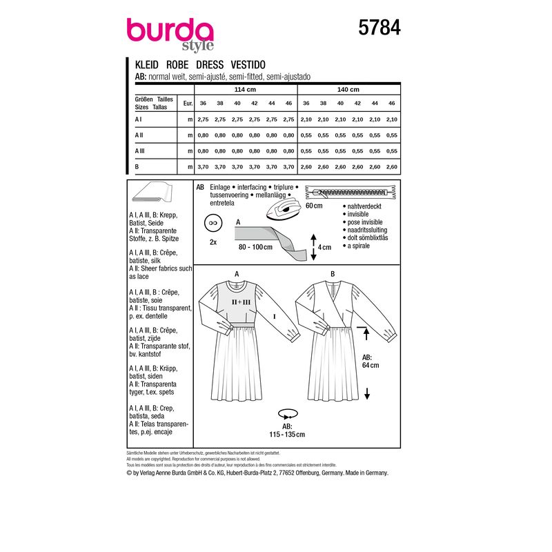 Patron Burda 5784 - Robe inspiration couture