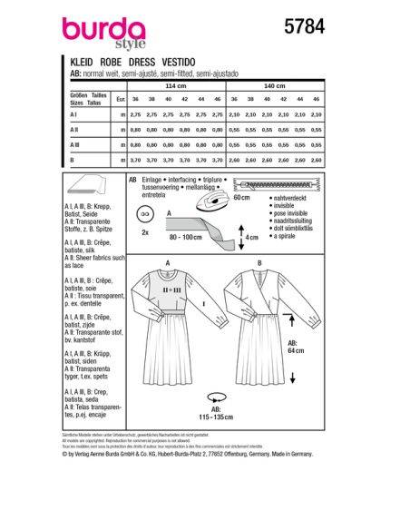 Patron Burda 5784 - Robe inspiration couture