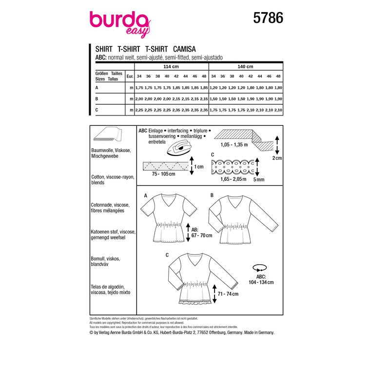 Patron Burda 5786 - Chemises et nuisette