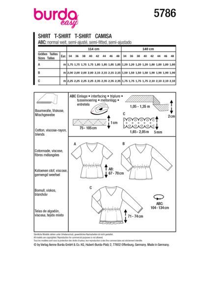 Patron Burda 5786 - Chemises et nuisette