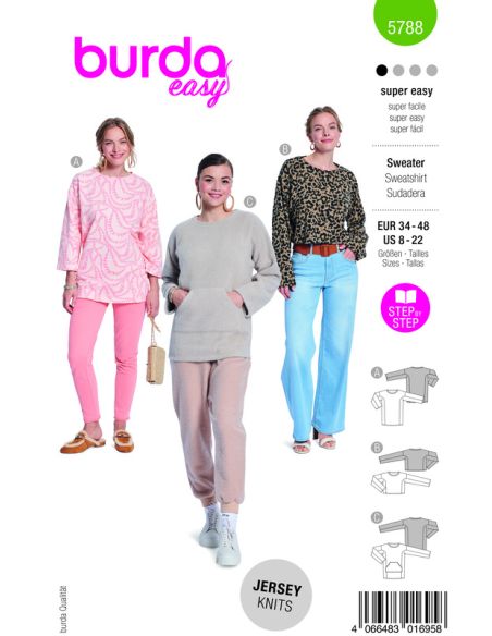 Patron Burda 5788 - Sweat et t-shirt long