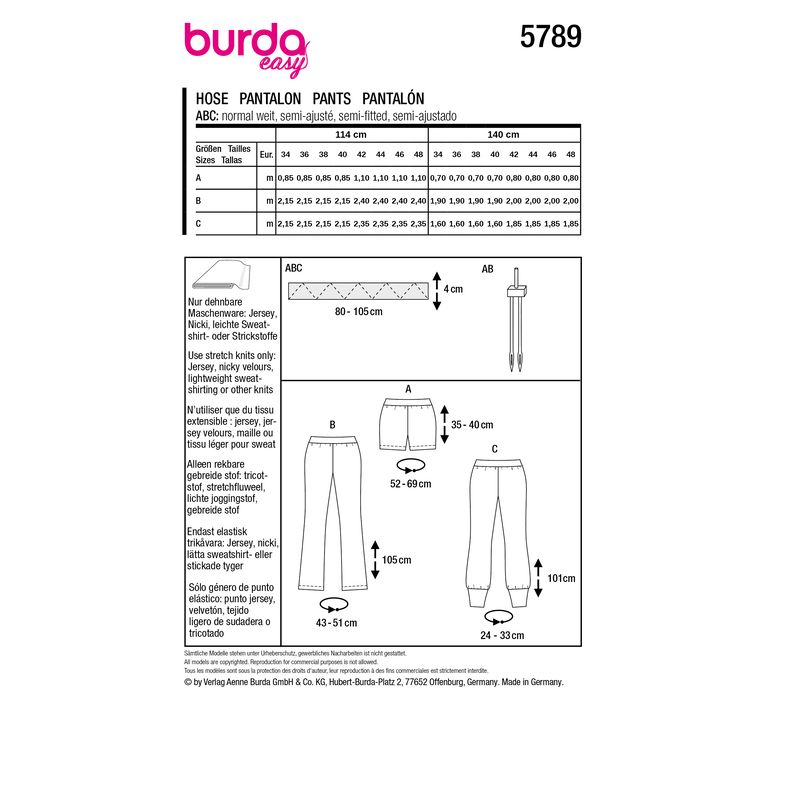 Patron Burda 5789 - Pantalon