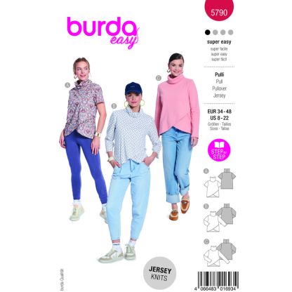 Patron Burda 5790 - Trois variantes de t-shirts