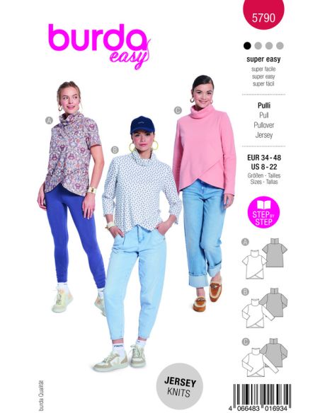 Patron Burda 5790 - Trois variantes de t-shirts