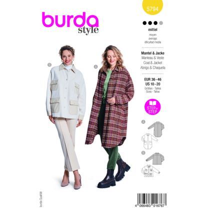 Patron Burda 5794 - Manteau douillet et confortable