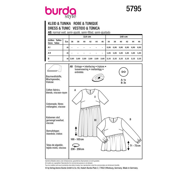 Patron Burda 5795 - Robe et tunique