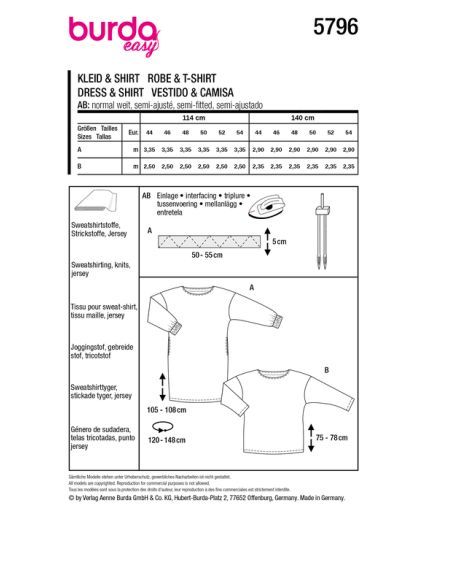 Patron Burda 5796 - Robes et pulls