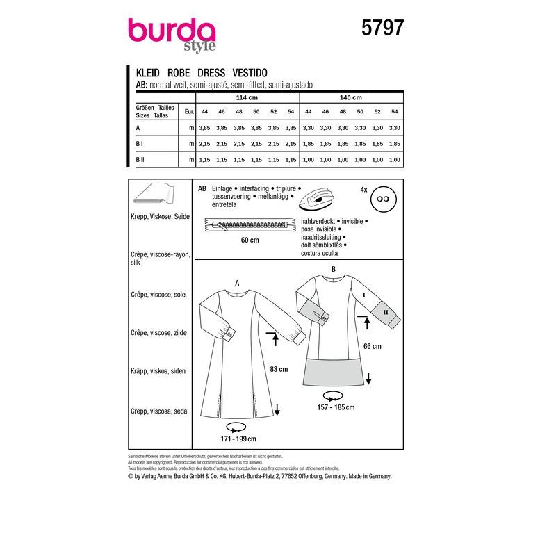 Patron Burda 5797 - Sweat et t-shirt long