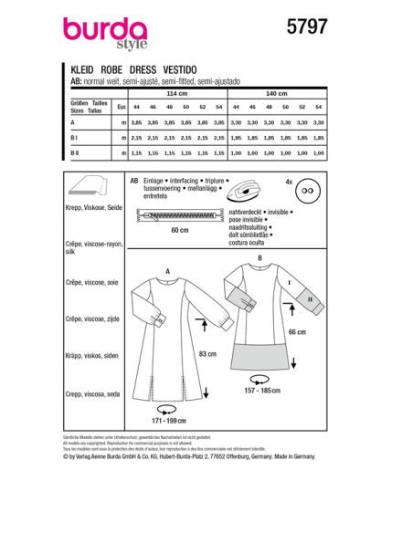 Patron Burda 5797 - Sweat et t-shirt long