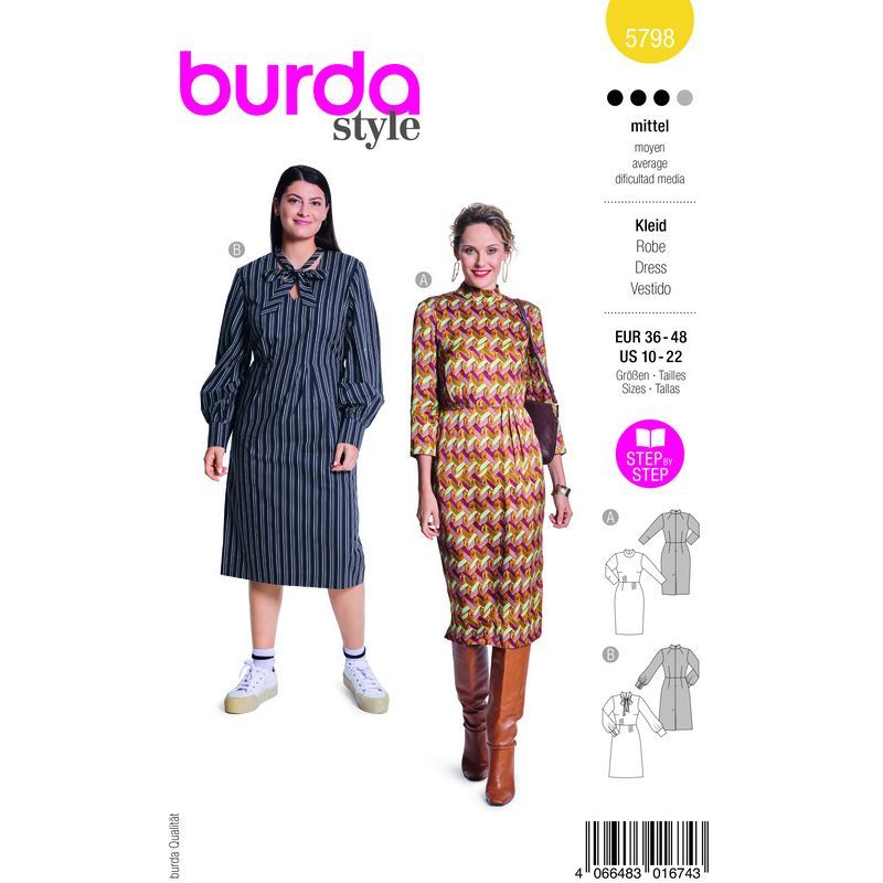 Patron Burda 5798 - Robe vintage