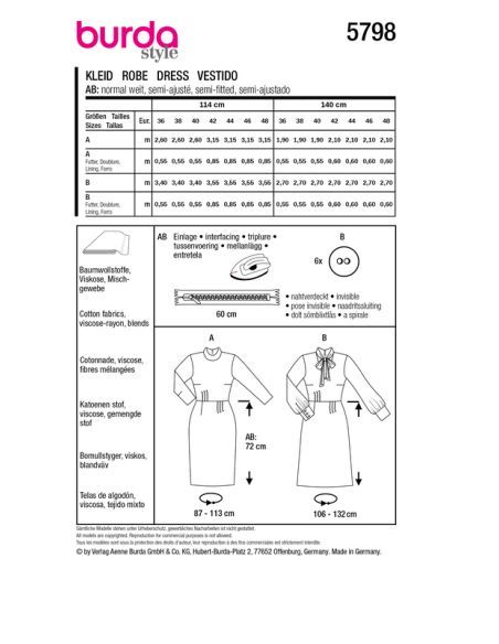 Patron Burda 5798 - Robe vintage