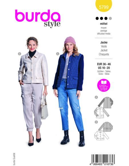 Patron Burda 5799 - Veste tendance
