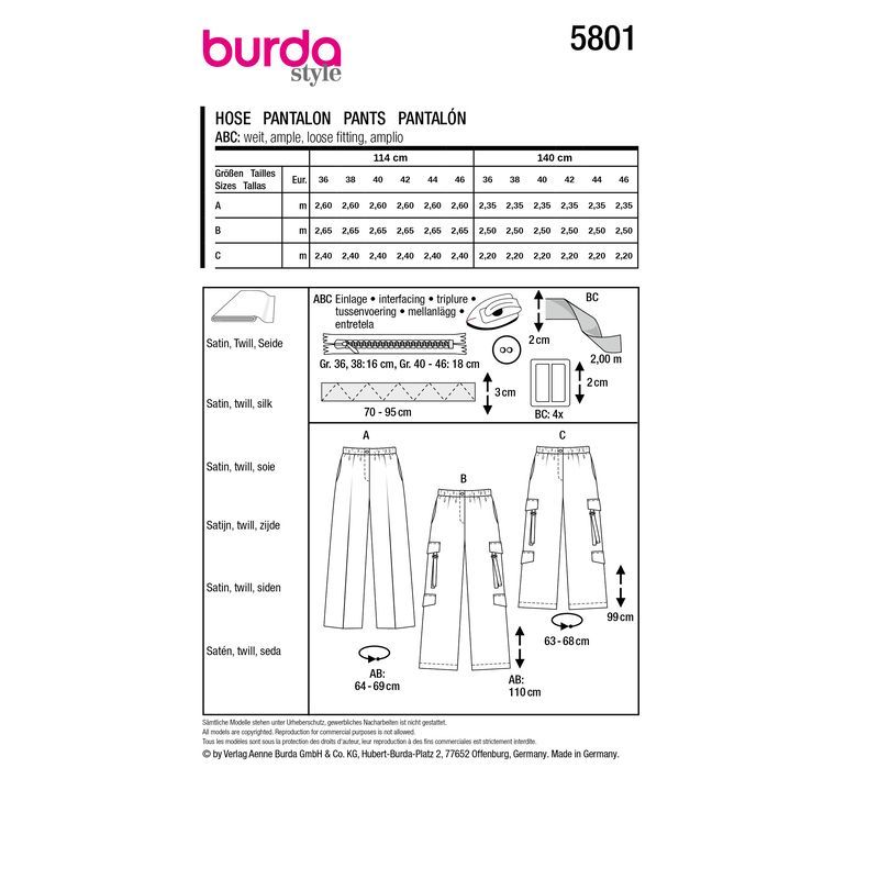Patron Burda 5801 - Pantalon chic