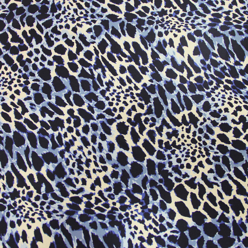 Satin de soie imprimé léopard - Bleu