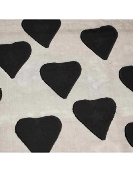Organza 100% soie jacquard - Cœur noir (Coupon de 3.30 mètres)