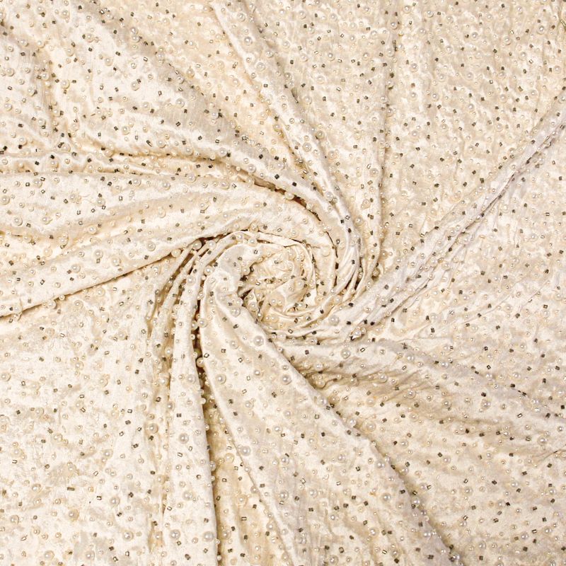 Soie sauvage 100% soie brodée - Perlé (Coupon de 2.20 mètres)