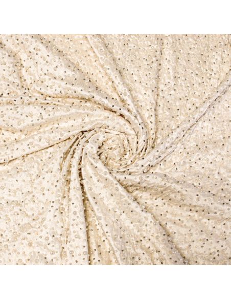 Soie sauvage 100% soie brodée - Perlé (Coupon de 2.20 mètres)