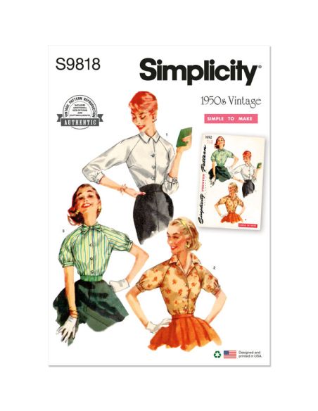 Patron Simplicity 9818.H5 - Blouses vintage des années 1950