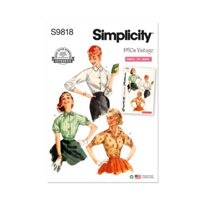 Patron Simplicity 9818.H5 - Blouses vintage des années 1950