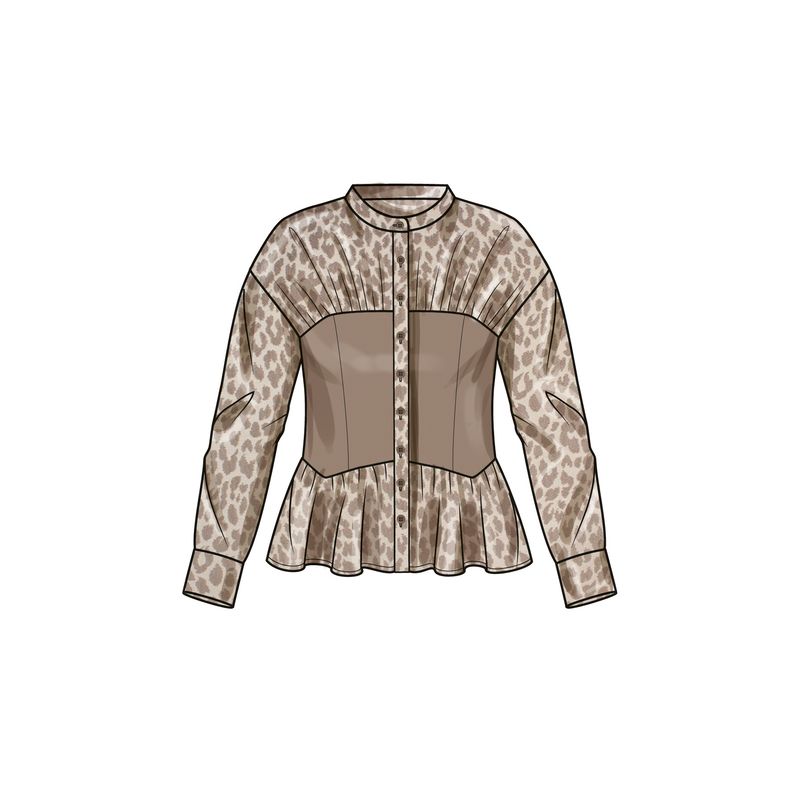 Patron Simplicity 9821.H5 (34-42) - Blouse pour femmes avec variations de col, manches et ourlet