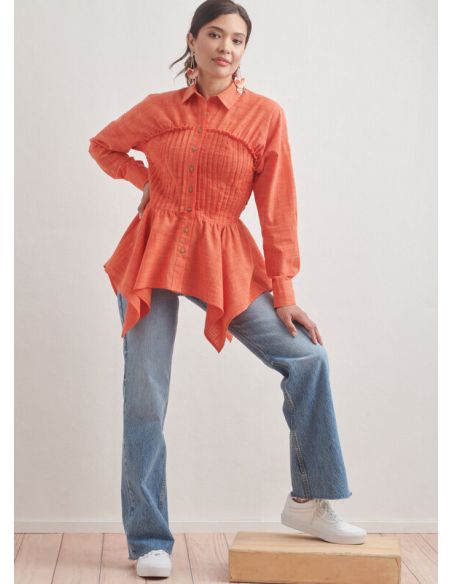 Patron Simplicity 9821.H5 (34-42) - Blouse pour femmes avec variations de col, manches et ourlet