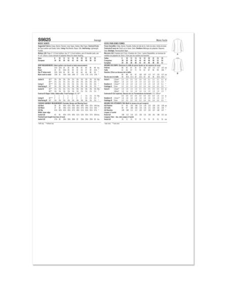 Patron Simplicity 9825.K5 (36-44) - Veste pour femmes