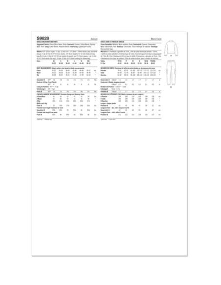 Patron Simplicity 9828.A - Sweatshirt et pantalon unisexes