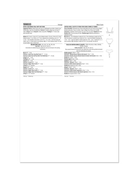 Patron Simplicity 9833.A - Soutien-gorge, culotte et string pour femmes par Madalynne Intimates