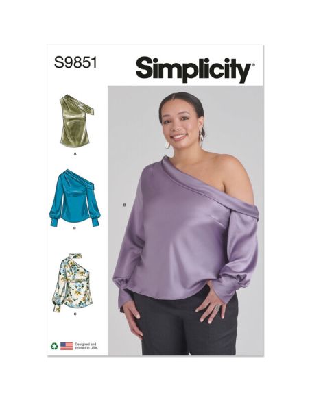 Patron Simplicity 9851.M1 (38-46) - Hauts pour femmes avec variations de manches