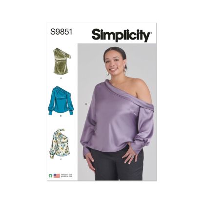 Patron Simplicity 9851.M1 (38-46) - Hauts pour femmes avec variations de manches