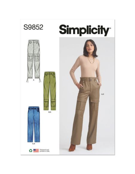 Patron Simplicity 9852.K5 (36-44) - Pantalon cargo pour femmes avec ceinture