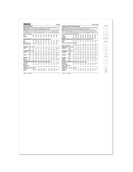 Patron Simplicity 9852.K5 (36-44) - Pantalon cargo pour femmes avec ceinture