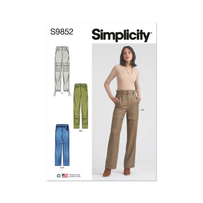 Patron Simplicity 9852.K5 (36-44) - Pantalon cargo pour femmes avec ceinture