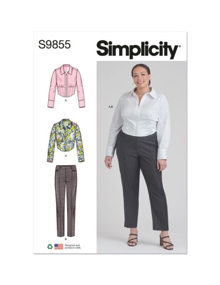 Patron Simplicity 9855.M1 (38-46) - Haut corseté et pantalon ajusté pour femmes
