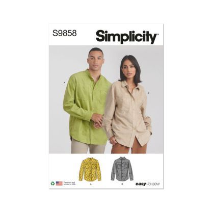 Patron Simplicity 9858.A - Chemises unisexes