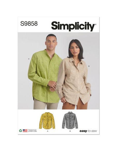 Patron Simplicity 9858.A - Chemises unisexes