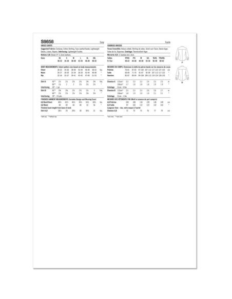 Patron Simplicity 9858.A - Chemises unisexes