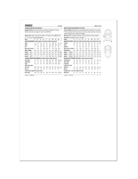 Patron Simplicity 9862.HH (3-6) - Robes en maille pour enfants et filles