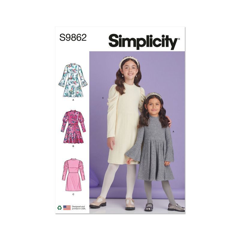 Patron Simplicity 9862.HH (3-6) - Robes en maille pour enfants et filles