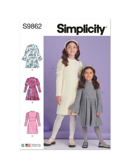 Patron Simplicity 9862.HH (3-6) - Robes en maille pour enfants et filles