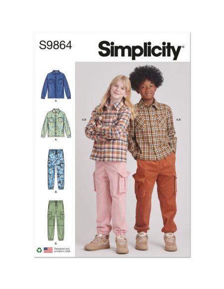 Patron Simplicity 9864.A - Chemise et pantalon cargo pour filles et garçons
