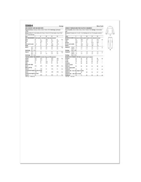 Patron Simplicity 9864.A - Chemise et pantalon cargo pour filles et garçons