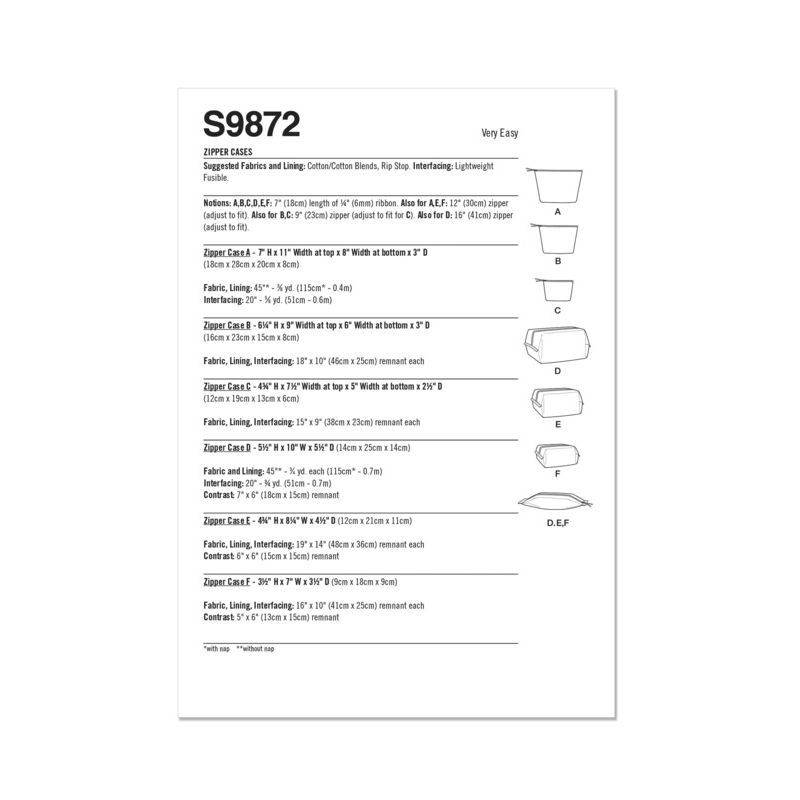 Patron Simplicity 9872.A - Pochettes zippées
