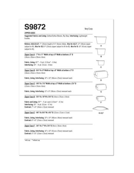 Patron Simplicity 9872.A - Pochettes zippées