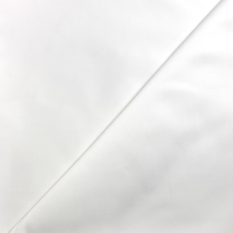 Tissu Satin de coton élasthane blanc