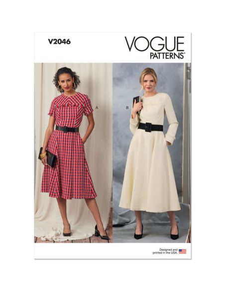 Patron Vogue 2046 D5 (32-40) - Robe fit-and-flare avec variations de manches