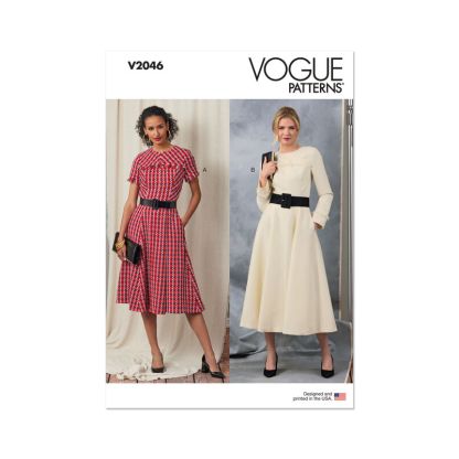 Patron Vogue 2046 D5 (32-40) - Robe fit-and-flare avec variations de manches