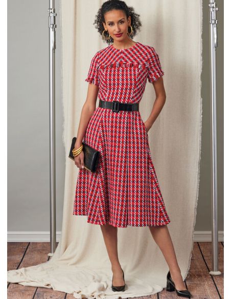 Patron Vogue 2046 D5 (32-40) - Robe fit-and-flare avec variations de manches