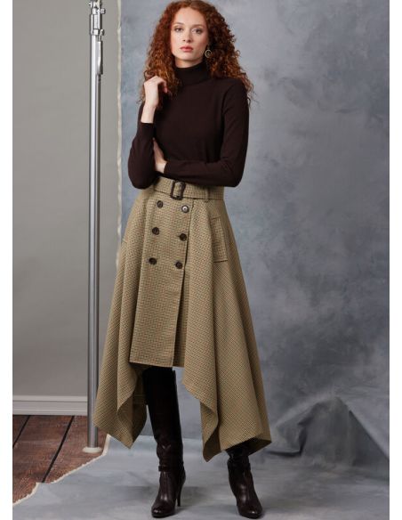Patron Vogue 2050 B5 (36-44) - Jupe midi portefeuille avec ceinture